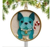 Wezalget Décorations De Noël pour Chien en Acrylique 2D - Ornements de Sapin Teckel et Bouledogue Français - Pendentif Animal pour Mur Porte Miroir Rétroviseur Voiture Fête Rassemblement Décoration