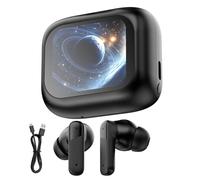 Wezalget Écouteurs Traducteur De Langue,Écran Tactile LCD Annulation Du Bruit - IA Casque Traduction Linguistique Écouteurs | pour Hommes Femmes Voyage Voyage d'Affaires Travail Études Sports