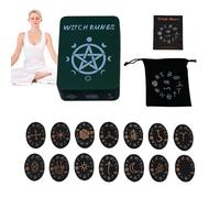 Wezalget Ensemble de pierres runiques, kit runes de sorcières - Ensemble de pierres runiques en bois de 14 pièces | Kit de guide de divination mystique, ensemble complet de runes de sorcières pour les