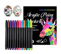 Wezalget Marqueurs à Peinture Acrylique,Matériaux Artistiques Marqueurs | 12 Couleurs pour Créativité sur Tissu Bois Verre Toile Pierre Album pour Adultes et