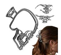 Wezalget Pinces à cheveux gothiques | Griffe métallique horreur pour fille cool, 3 pièces effrayante avec araignée et crâne pour Halloween, fête, cosplay, spectacles extérieurs filles