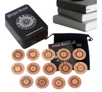 Wezalget Runes pour Débutants - 14 Pièces Équilibre Spirituel Émotionnel,Cartes Oracle Gravées sur Bois Artisanal | pour Anniversaires Rassemblements Famille Amis Aventure Méditation Maison Voyage