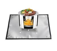 Wezalget Tapis pour Feu De Camp | Protection de Camping Extérieur pour Foyer | Protection Pliable Anti-Graisse Solution pour Grill Chasse Chalet Brûleur Charbon De Bois