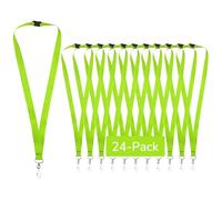 WEZEBEL Lot de 24 Vert pomme Tours de Cou Porte-Badge avec Fermoir de Sécurité, Lanières en Polyester, Badge ou Carte d’Identité, Bureau et École