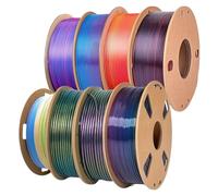 WFBOUPXQ Lot de 8 filaments d'imprimante 3D, PLA en Soie 1,75 mm, 2 kg au Total, 250 g par Bobine, précision dimensionnelle +/- 0,03 mm
