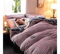 WFBZ Parure de lit à 4 pièces, housse de couette, couleur unie cristal, en flanelle polaire, double velours, pour automne et hiver, violet, 220 x 240 cm