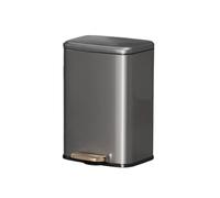 WFchenj222-6 Poubelle de recyclage domestique 9L en acier inoxydable for la cuisine, avec seau intérieur amovible, pédale et fermeture amortie Poubelle de cuisine(Grigio)