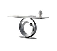 WFchenj222-6 Table Console, Table d'entrée Moderne avec Plateau en Faux marbre et Base en métal, avec éclairage à Induction - Table Console for espaces étroits, Table de canapé(Grigio,Moyen)