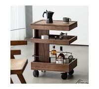 WFchenj222-6 Table d'appoint Mobile Desserte de Salon latérale Plusieurs, Mobile Simple en Noyer Noir latérale Plusieurs, avec roulettes Canapé latérale Plusieurs Table Basse