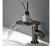 WFCTG Robinet Salle De Bain, Mitigeur Lavabo, Bec Cascade, Laiton, Mitigeur Design Moderne, G1/2, Cartouche Céramique Anti-Fuite, Eau Chaude/Froide, Convient pour Les Salles De Bains