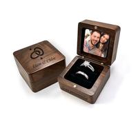 WFE Boîte bague noyer personnalisable pour fiançailles et mariage | Gravure laser de noms, de dates et de textes disponible, idéale pour des cadeaux uniques et inoubliables