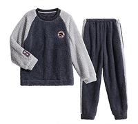 WFEI Hommes Flanel Pyjamas Ensembles Hiver Super Chaude Pijamas Lettre de Mode Imprimer Vêtements de Nuit Vêtements de Nuit Casual Luxury Nightwear Nightwear,Style 1,L