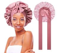 Wffeila Satin Cheveux Nuit Reglable,Satin Cheveux pour Femme,Double Face en de Soie pour Dormir,Bonnet en Soie Chapeau Sommeil Élastique Réutilisable Capuchon