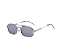 WFFZTZW Lunettes de soleil polygonales à double faisceau et petite monture en métal pour hommes, protection solaire d'extérieur, miroirs de conduite (argent)