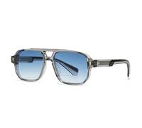 WFFZTZW Lunettes de soleil rétro à double pont pour homme, rivets tendance, double couleur, verres dégradés, verres UV400 (dégradé gris-bleu)