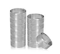 WFGJSK Ensemble De 12 Cercles À Tarte Ronds En Acier Inoxydable, Moules Perforés For Mousses, Desserts, Emporte-pièces Et Moules À Tartelettes Aux Fruits