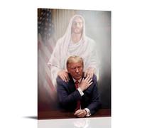 Wfhbcnhg Impression sur toile Jésus Christ et Donald Trump - Décoration murale moderne pour chambre à coucher, salon - 60 x 90 cm - Style cadre