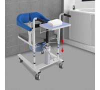 WFIETN Chaise de transfert hydraulique pour patients, 100 kg, avec design d'ouverture et de fermeture à 180°, roulettes universelles et plateau de table, fauteuil roulant de transfert pour personnes