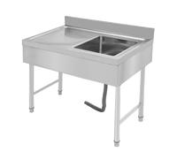 WFIETN - Évier de cuisine autoportant, carré, commercial, en acier inoxydable, à compartiment unique, avec plaque de déviation de 9,3 cm de haut, filtre de tuyau d'écoulement et plate-forme