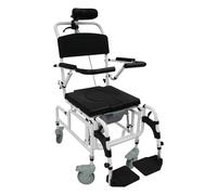 WFIETN Fauteuil roulant, pliable, léger, avec seau WC et quatre roues universelles (toutes avec freins), pour personnes âgées, handicapées et femmes enceintes