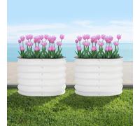 WFIETN - Lot de 2 pots de fleurs ronds pour jardin extérieur - Jardinière surélevée - Chaque volume de plantation de 60 x 60 x 43 cm - Les parterres de jardin adoptent un design de base ouvert