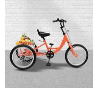 WFIETN - Tricycle pour enfant de 16 ", 3 roues avec grand panier, vélo à vitesse unique avec panier pour filles et garçons de 7 à 10 ans (orange clair)