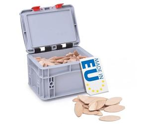 WFix Lamelles d'Assemblage Type Lamello 20 Taille 20 250 pièces Chevilles Plates dans une Boîte de Rangement Euroboîte Biscuits Bois idéale pour Fraisage et Bricolage