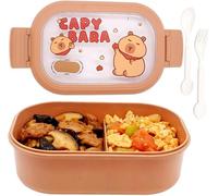 WFKKMEQ Capybara Boîtes Bento, 1000ml Capybara Repas Boîte à Lunch avec Couverts Boîte à Déjeuner Bento Lunch Box Anti-Fuite Lunchbox Boîtes à Déjeuner Portable Boitess Bentos pour École Voyage