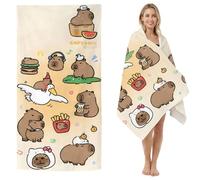 WFKKMEQ Capybara Serviette de Plage, Capybara Microfibre Serviette de Bain Séchage Rapide Serviettes de Piscine Serviett de Plage Légère Couverture de Plages Serviettes de Voyage pour Sauna, Piscine