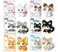 WFKKMEQ Chat Blocs de Construction, 6PCS Mini Block Models Jeux de Construction 3D Mini Blocs de Puzzle Micro Bloc de Constructions Figurines Modèle Building Block Set pour Cadeaux Cowgirl