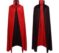 WFKKMEQ Halloween Cape de Vampire, Cape Vampire à col Montant, Réversible de Vampire Cape Noir et Rouge, Deguisement Adulte Enfant pour Halloween Noël Fête Costumes de Cosplay - 140cm