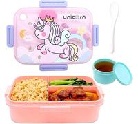 WFKKMEQ Licorne Boîtes Bento, 1200ml Licorne Boîte à Lunch avec Couverts Boîte à Déjeuner Bento Lunch Box Anti-Fuite Lunchbox Boîtes à Déjeuner Portable Boitess Bentos pour École Voyage
