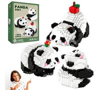 WFKKMEQ Panda Blocs de Construction, Mini Figurine en Briques Jeux de Construction 3D Mini Blocs de Puzzle Micro Bloc de Constructions Figurines Modèle Building Block Set pour Cadeaux Chapeau