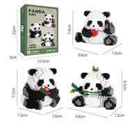 WFKKMEQ Panda Blocs de Construction, Mini Figurine en Briques Jeux de Constructions 3D Mini Blocs de Puzzle Micro Bloc de Constructions Figurines Modèle Building Block Set pour Cadeaux Chapeau