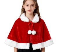 WFKKMEQ Santa Hat Shawl, Christmas Dress-up Costume, Short Christmas Cape, Soft Shawl Wrap for Girls with Cosplay Hat for Halloween