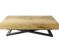WFL GROUP Height-Adjustable and Extendable Coffee Table Cavetta U Black - Multifunctional Living Room Dining Table 120-200/80/27-76 cm - Made in EU - Wood