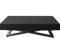 WFL GROUP Height-Adjustable and Extendable Coffee Table Cavetta U Black - Multifunctional Living Room Dining Table 120-200/80/27-76 cm - Made in EU - Black