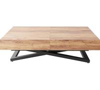 WFL GROUP Height-Adjustable and Extendable Coffee Table Cavetta U Black - Multifunctional Living Room Dining Table 120-200/80/27-76 cm - Made in EU - Craft Oak