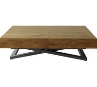 WFL GROUP Height-Adjustable and Extendable Coffee Table Cavetta U Black - Multifunctional Living Room Dining Table 120-200/80/27-76 cm - Made in EU - Wood