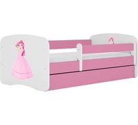 WFL GROUP Lit Enfant Rose 70x140 80x160 80x180 Cm - avec Matelas, Barrière De Sécurité Et Tiroir - Lit Junior pour Fille - Stable Et Sécurisé - Princesse - 160x80 Cm