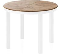WFL GROUP Round Extendable Dining Table with White Metal Frame - Table with White Metal Legs in Loft Style - Space-Saving Table for Living Room, Dining Room Or Kitchen - Oak Craft - 100 to 180 cm