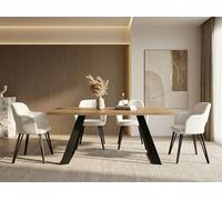 WFL GROUP Table à Manger Extensible en Style Industriel - Pieds en Métal Robustes Et Plusieurs Options De Plateau - Table Design Moderne pour Salle à Manger - 140-240 Cm - Chêne Craft