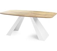 WFL GROUP Table-à-Manger Extensible Monte Design Moderne, Table Rectangulaire - Extensible De 180 Cm à 220 Cm, Pieds Métalliques Blancs Revêtus De Poudre - 180x90 Cm - Chêne Lancelot