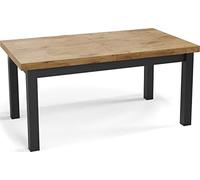 WFL GROUP Table à Manger Extensible Rectangulaire Moderne - Gain De Place - Pieds en Bois Noir - Fabriqué en UE - 140 X 80 Cm - Chêne Lancelot