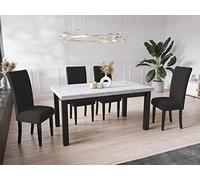 WFL GROUP Table à Manger Extensible Rectangulaire Moderne - Gain De Place - Pieds en Bois Noir - Fabriqué en UE - 200 X 100 Cm - Béton Gris