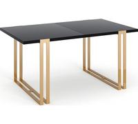 WFL GROUP Table à Manger Extensible Rectangulaire Style Loft - Grande Table Industrielle avec Pieds Métalliques Dorés, 160 à 260 Cm - Table De Conférence - Gain De Place pour Salon Et Bureau - Noir