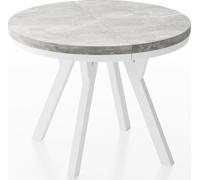 WFL GROUP Table à Manger Extensible Ronde Designer - Style Loft, Industriel, Peu Encombrant - Pieds Blanc - 100 à 200 Cm - pour 5-10 Personnes - Fabriqué en UE - Gris Béton - 200 Cm