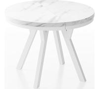WFL GROUP Table à Manger Extensible Ronde Designer - Style Loft, Industriel, Peu Encombrant - Pieds Blanc - 100 à 200 Cm - pour 5-10 Personnes - Fabriqué en UE - Marbre Blanc - 200 Cm