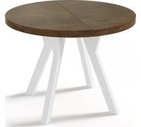 WFL GROUP Table à Manger Extensible Ronde Designer - Style Loft, Industriel, Peu Encombrant - Pieds Blanc - 90 à 170 cm - pour 4-8 Personnes - Fabriqué en UE - Chêne Lefkas - 170 cm