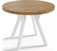 WFL GROUP Table à Manger Extensible Ronde Designer - Style Loft, Industriel, Peu Encombrant - Pieds Blanc - 90 à 170 Cm - pour 4-8 Personnes - Fabriqué en UE - Chêne Wotan - 170 Cm